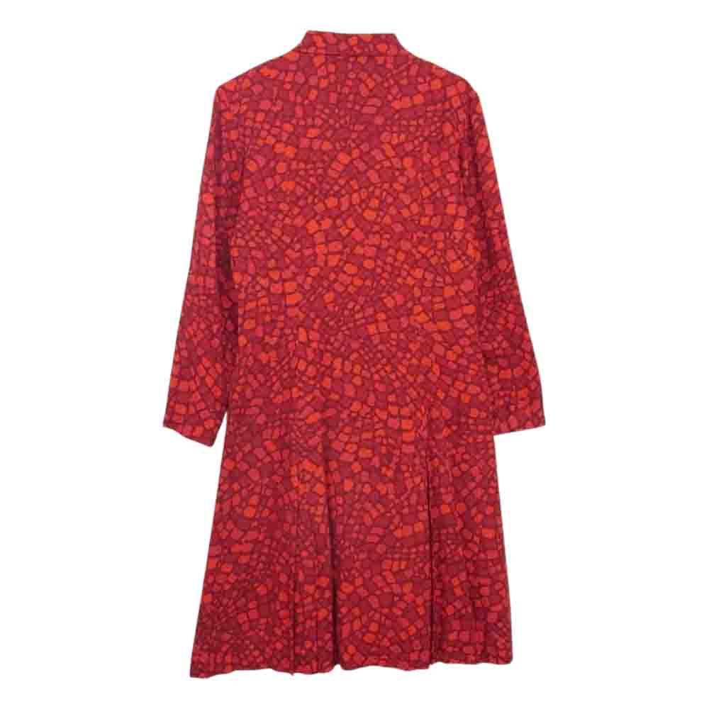 YVES SAINT LAURENT イヴサンローラン ビンテージ 絹 シルク ロングシャツ レッド系 36【中古】