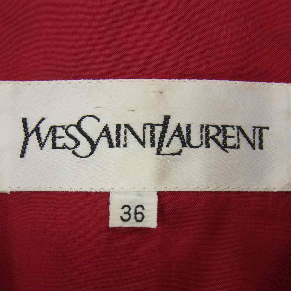 YVES SAINT LAURENT イヴサンローラン ビンテージ 絹 シルク ロングシャツ レッド系 36【中古】