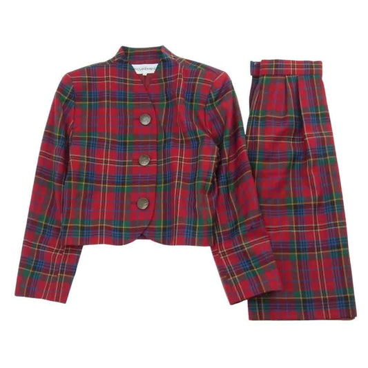 YVES SAINT LAURENT イヴサンローラン ビンテージ ジャケット スカート レッド系 34【中古】