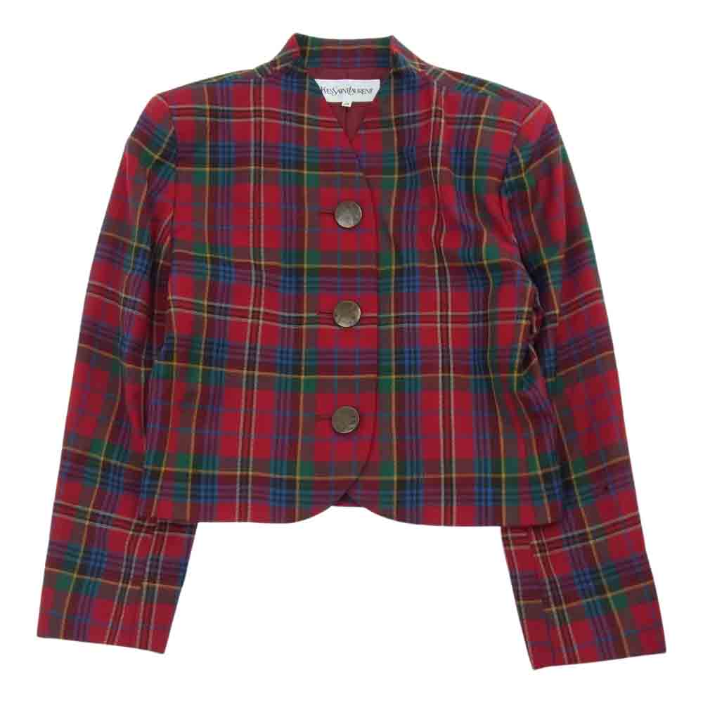 YVES SAINT LAURENT イヴサンローラン ビンテージ ジャケット スカート レッド系 34【中古】