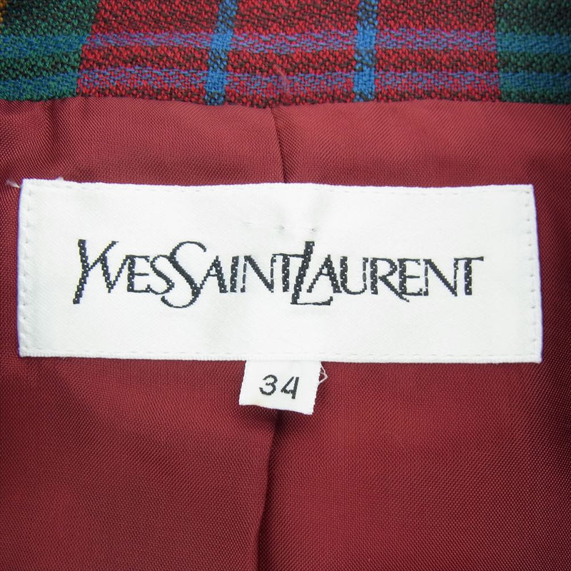 YVES SAINT LAURENT イヴサンローラン ビンテージ ジャケット スカート レッド系 34【中古】