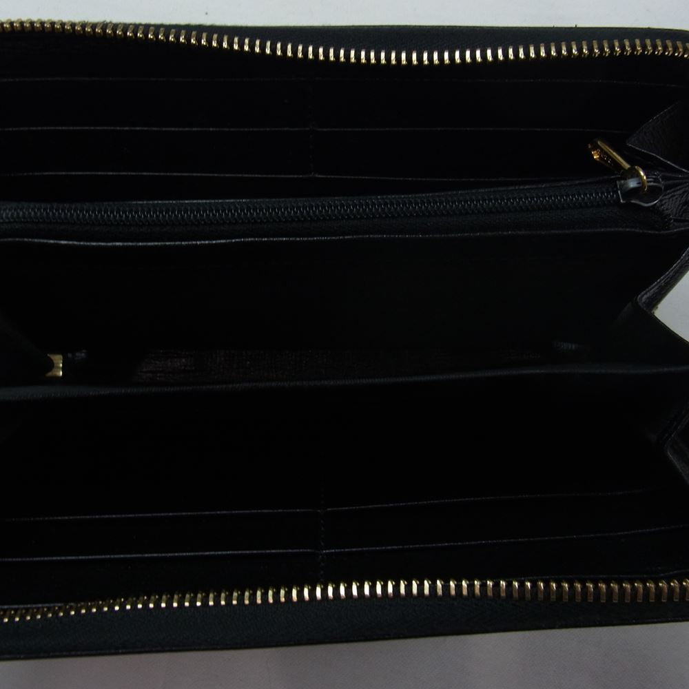 GUCCI グッチ 598543 インターロッキングG ラウンドジップ ウォレット ブラック系【中古】