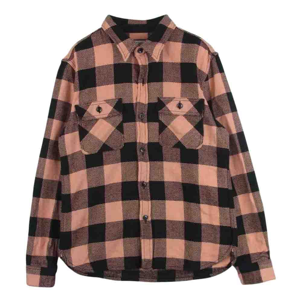 THE FLAT HEAD ザフラットヘッド コットン チェック ネル 長袖 シャツ ブラック系 サーモンピンク系 S 36【中古】