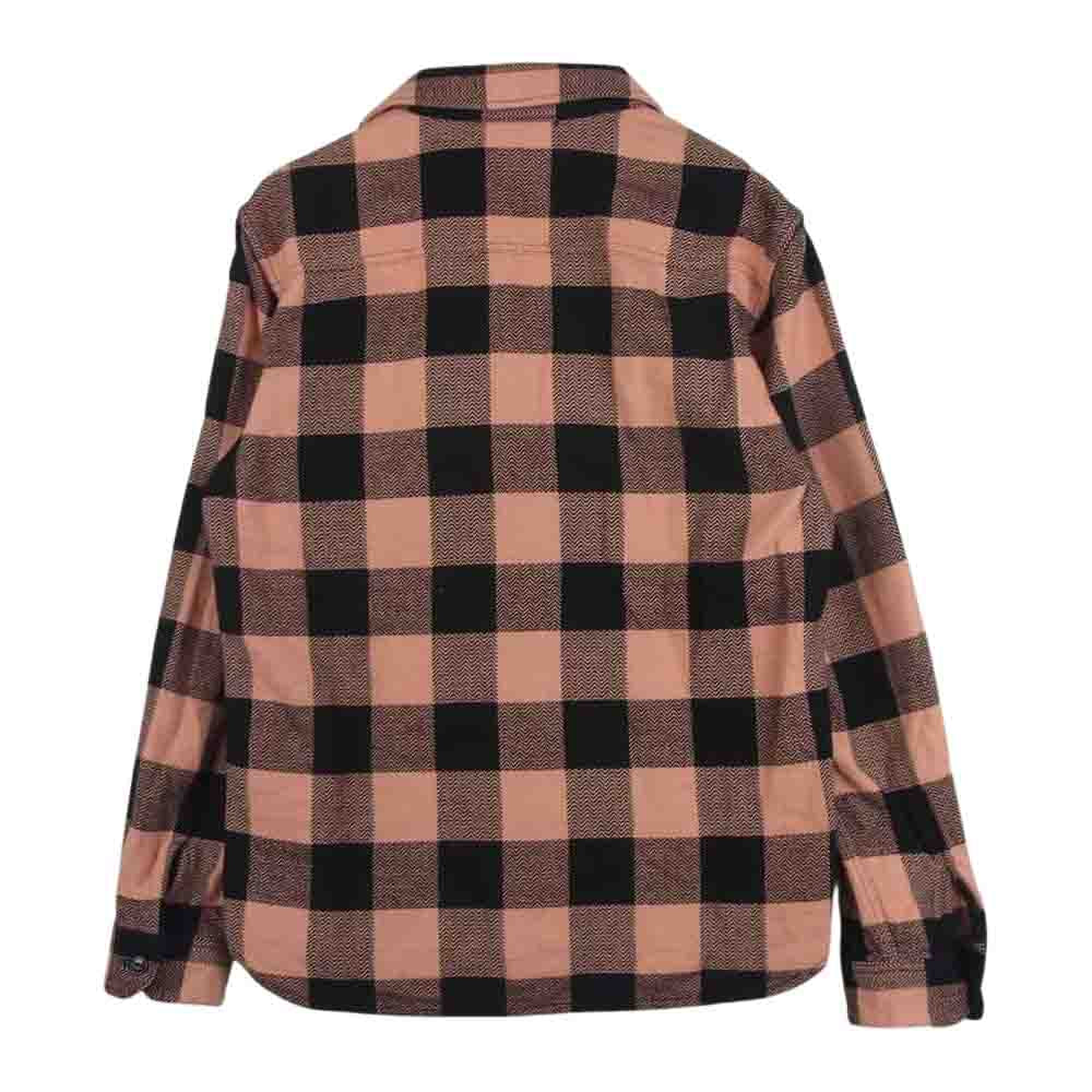 THE FLAT HEAD ザフラットヘッド コットン チェック ネル 長袖 シャツ ブラック系 サーモンピンク系 S 36【中古】