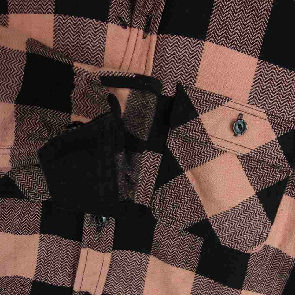 THE FLAT HEAD ザフラットヘッド コットン チェック ネル 長袖 シャツ ブラック系 サーモンピンク系 S 36【中古】