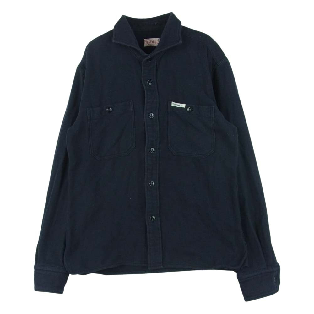 THE FLAT HEAD ザフラットヘッド F-SNO-203L WIDE SPREAD FH NEL SHIRT ワイド スプレッド ネル 長袖 シャツ コットン ダークネイビー系 38【中古】