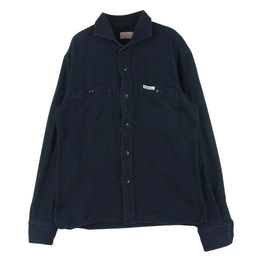 THE FLAT HEAD ザフラットヘッド F-SNO-203L WIDE SPREAD FH NEL SHIRT ワイド スプレッド ネル 長袖 シャツ コットン ダークネイビー系 38【中古】