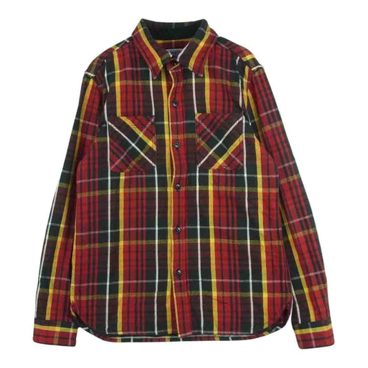 THE FLAT HEAD ザフラットヘッド コットン チェック ネル 長袖 シャツ 日本製 レッド系 イエロー系 S 36【中古】