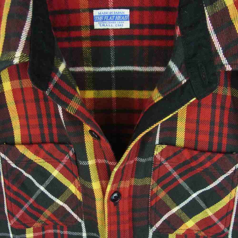 THE FLAT HEAD ザフラットヘッド コットン チェック ネル 長袖 シャツ 日本製 レッド系 イエロー系 S 36【中古】