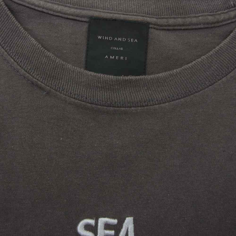 WIND AND SEA ウィンダンシー AMERI ロゴ 刺繍 ロングスリーブ Tシャツ チャコール系【中古】