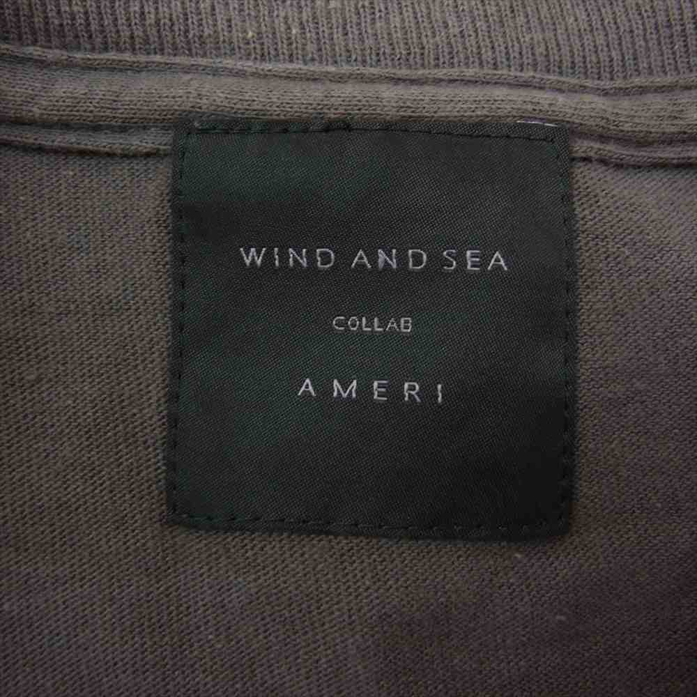 WIND AND SEA ウィンダンシー AMERI ロゴ 刺繍 ロングスリーブ Tシャツ チャコール系【中古】
