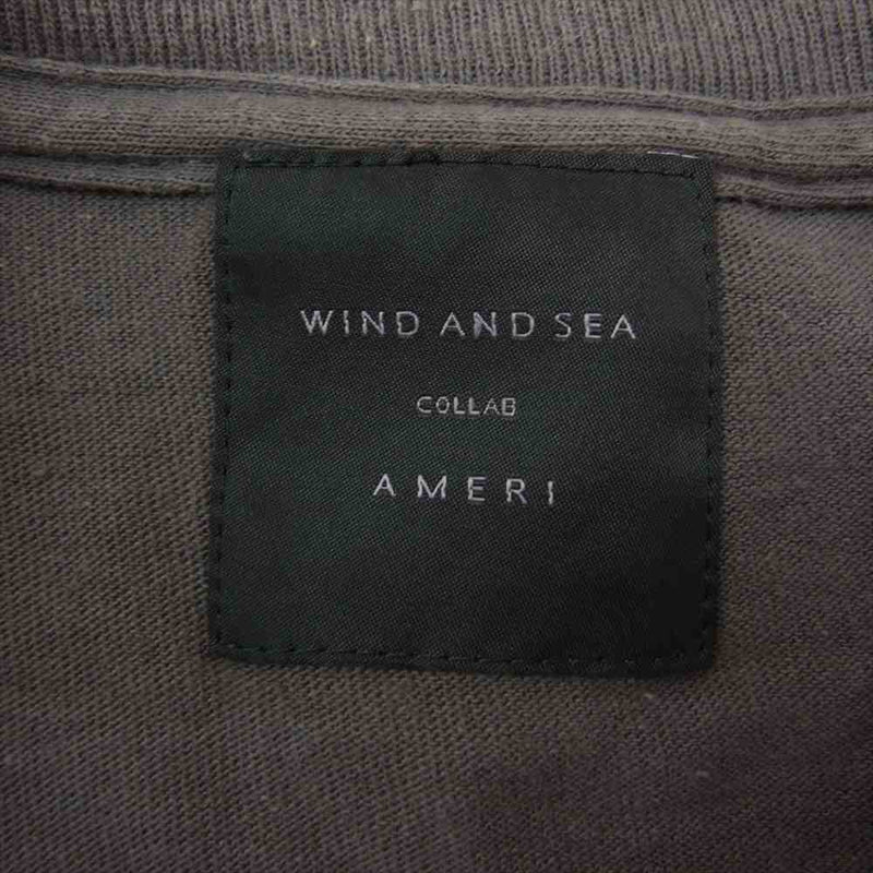 WIND AND SEA ウィンダンシー AMERI ロゴ 刺繍 ロングスリーブ Tシャツ チャコール系【中古】