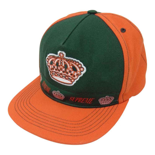 Supreme シュプリーム Crown Logo 5-Panel Snapback クラウン ロゴ スナップバック キャップ オレンジ系 グリーン系【中古】