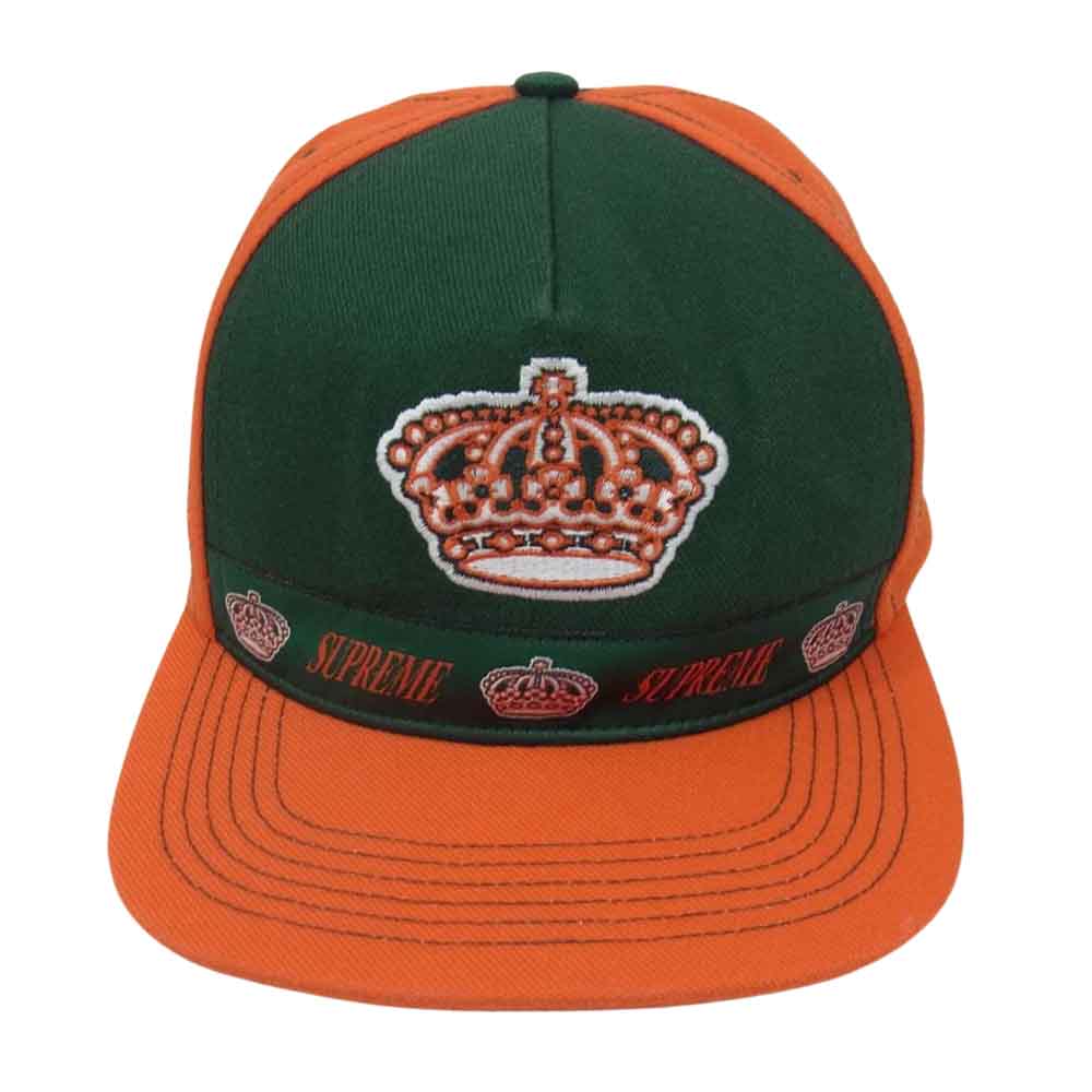 Supreme シュプリーム Crown Logo 5-Panel Snapback クラウン ロゴ スナップバック キャップ オレンジ系 グリーン系【中古】