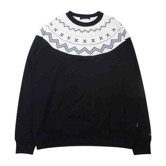 GOD SELECTION XXX ゴッドセレクション ノルディック クルーネック スウェット ブラック系 ホワイト系 M【中古】