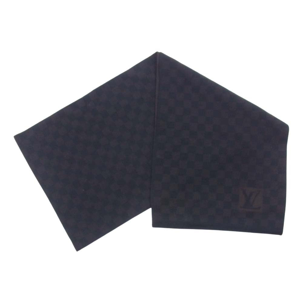 LOUIS VUITTON ルイ・ヴィトン M74199 ダミエ エシャルププティ 総柄 ロゴ マフラー ウール ダークブラウン系【極上美品】【中古】