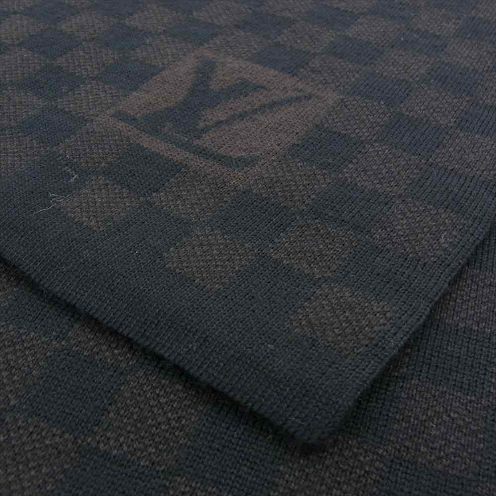 LOUIS VUITTON ルイ・ヴィトン M74199 ダミエ エシャルププティ 総柄 ロゴ マフラー ウール ダークブラウン系【極上美品】【中古】
