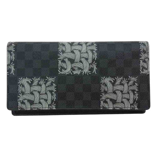LOUIS VUITTON ルイ・ヴィトン N61211 クリストファー ネメス ダミエ グラフィット ポルトフォイユ ブラザ 長財布 ブラック系 グレー系【美品】【中古】