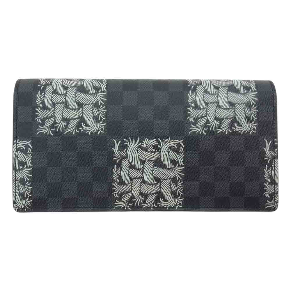 LOUIS VUITTON ルイ・ヴィトン N61211 クリストファー ネメス ダミエ グラフィット ポルトフォイユ ブラザ 長財布 ブラック系 グレー系【美品】【中古】