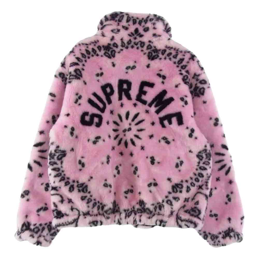Supreme シュプリーム 21SS Bandana Faux Fur Bomber Jacket バンダナ フェイクファー ボンバー ジャケット ピンク系 L【美品】【中古】