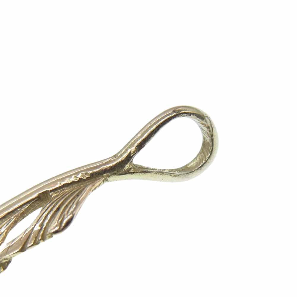 WING HANDS ウィングハンズ K10 フェザー ペンダント ネックレストップ ゴールド系【中古】