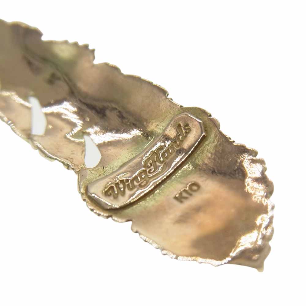 WING HANDS ウィングハンズ K10 フェザー ペンダント ネックレストップ ゴールド系【中古】