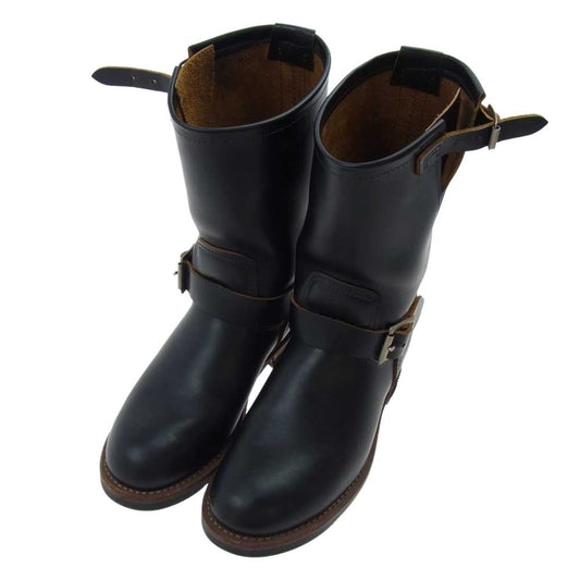 RED WING レッドウィング 縦プリント羽タグ 2966 Engineer Boots 茶芯 エンジニア レザー ブーツ ブラック系 8D【美品】【中古】