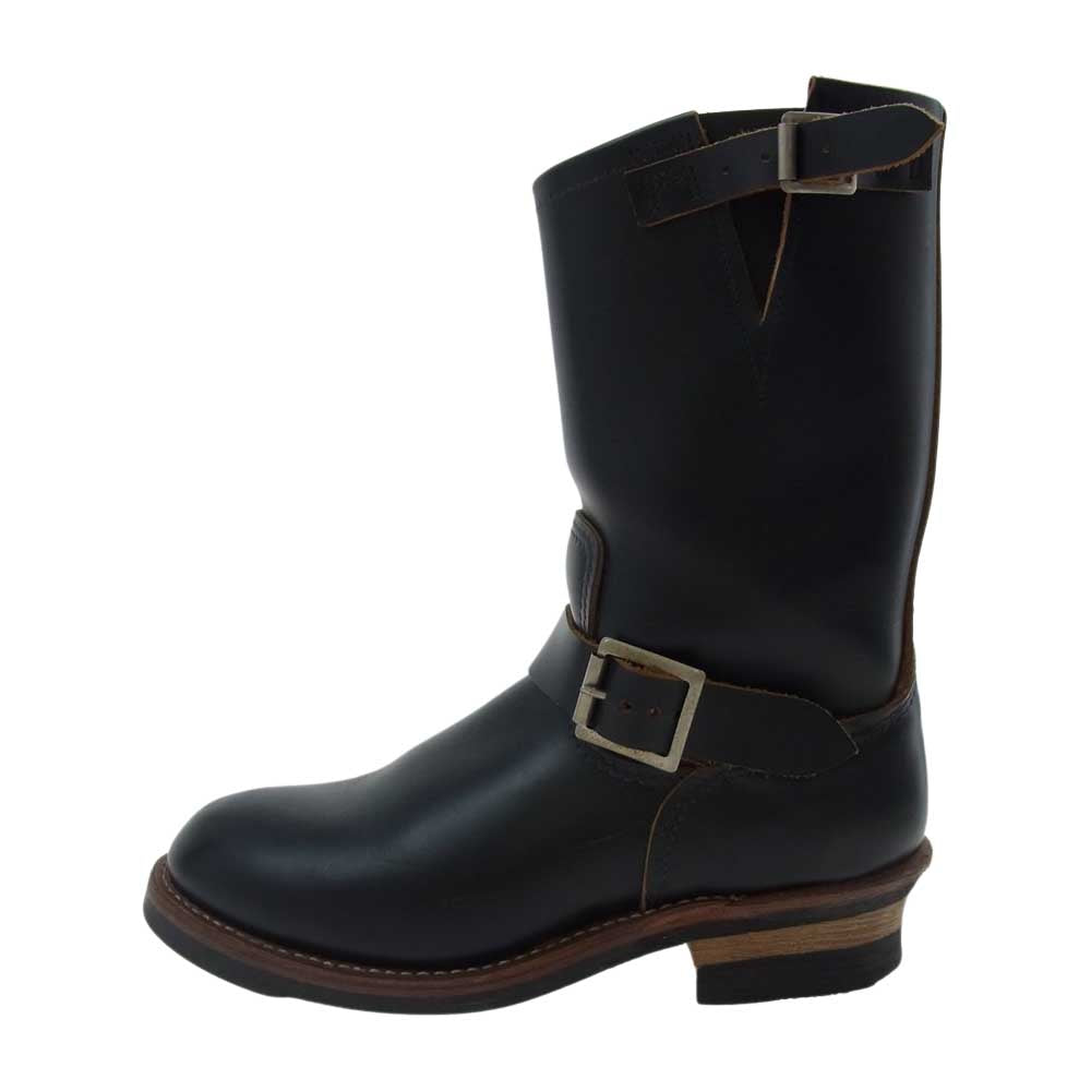 RED WING レッドウィング 縦プリント羽タグ 2966 Engineer Boots 茶芯 エンジニア レザー ブーツ ブラック系 8D【美品】【中古】