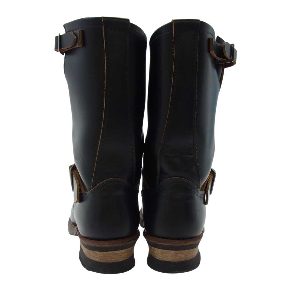 RED WING レッドウィング 縦プリント羽タグ 2966 Engineer Boots 茶芯 エンジニア レザー ブーツ ブラック系 8D【美品】【中古】