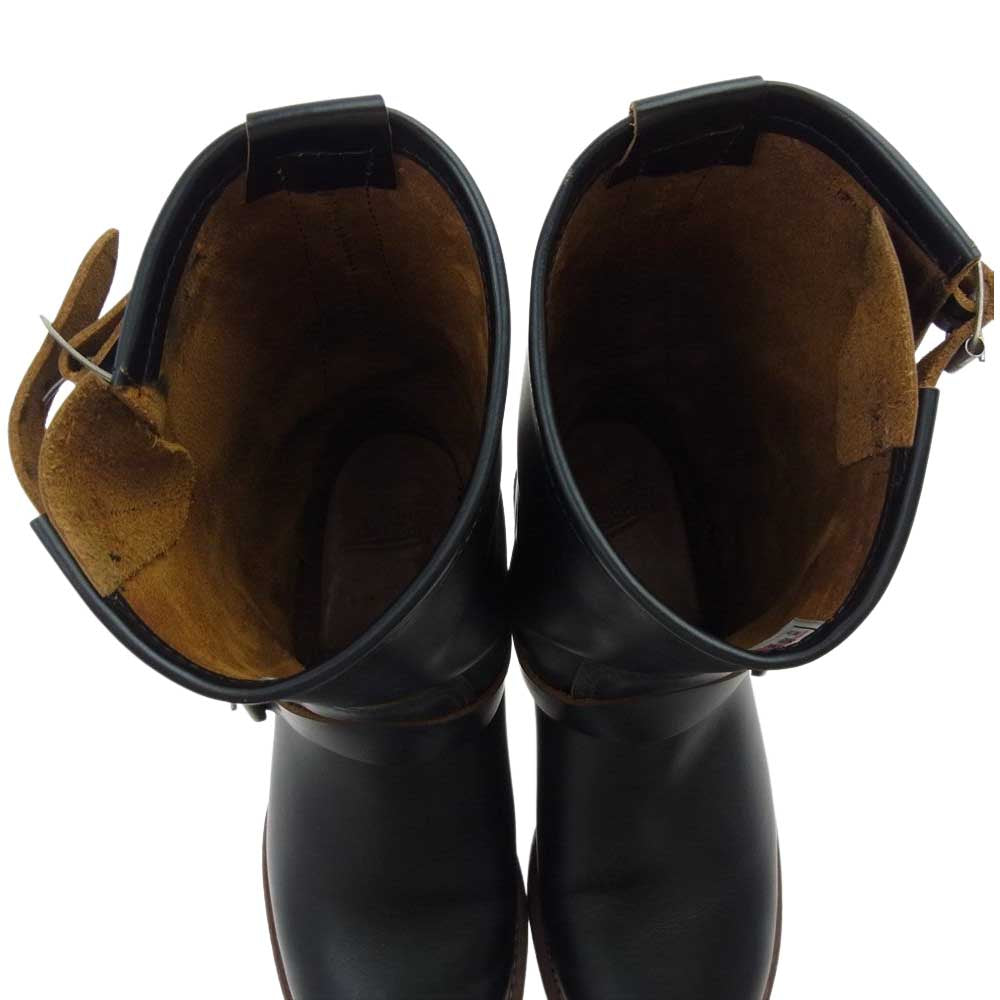 RED WING レッドウィング 縦プリント羽タグ 2966 Engineer Boots 茶芯 エンジニア レザー ブーツ ブラック系 8D【美品】【中古】