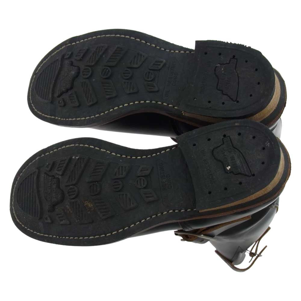 RED WING レッドウィング 縦プリント羽タグ 2966 Engineer Boots 茶芯 エンジニア レザー ブーツ ブラック系 8D【美品】【中古】