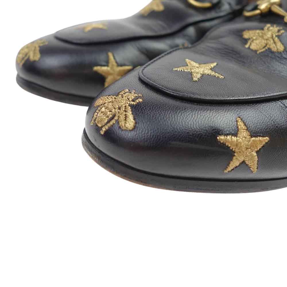 GUCCI グッチ プリンスタウン ビー スター 刺繍 スリッパ ブラック系 36【中古】