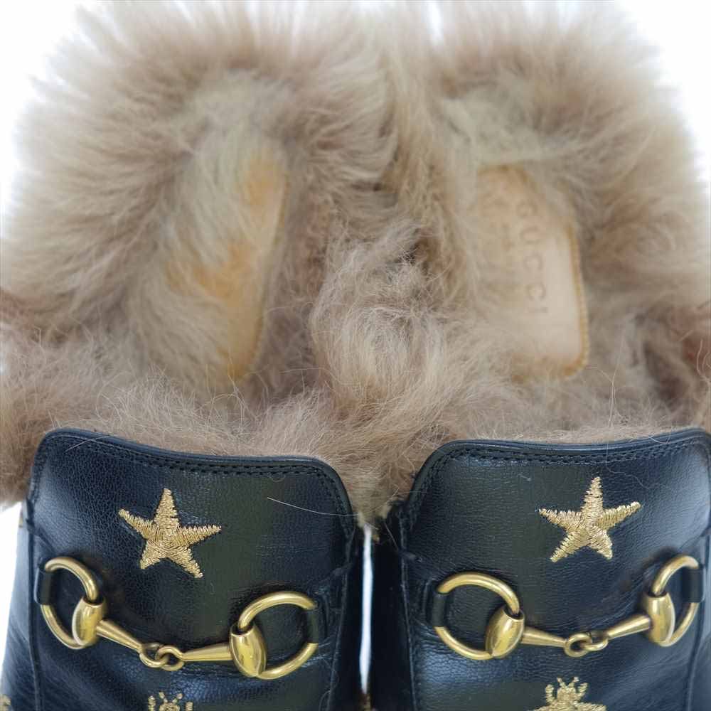 GUCCI グッチ プリンスタウン ビー スター 刺繍 スリッパ ブラック系 36【中古】