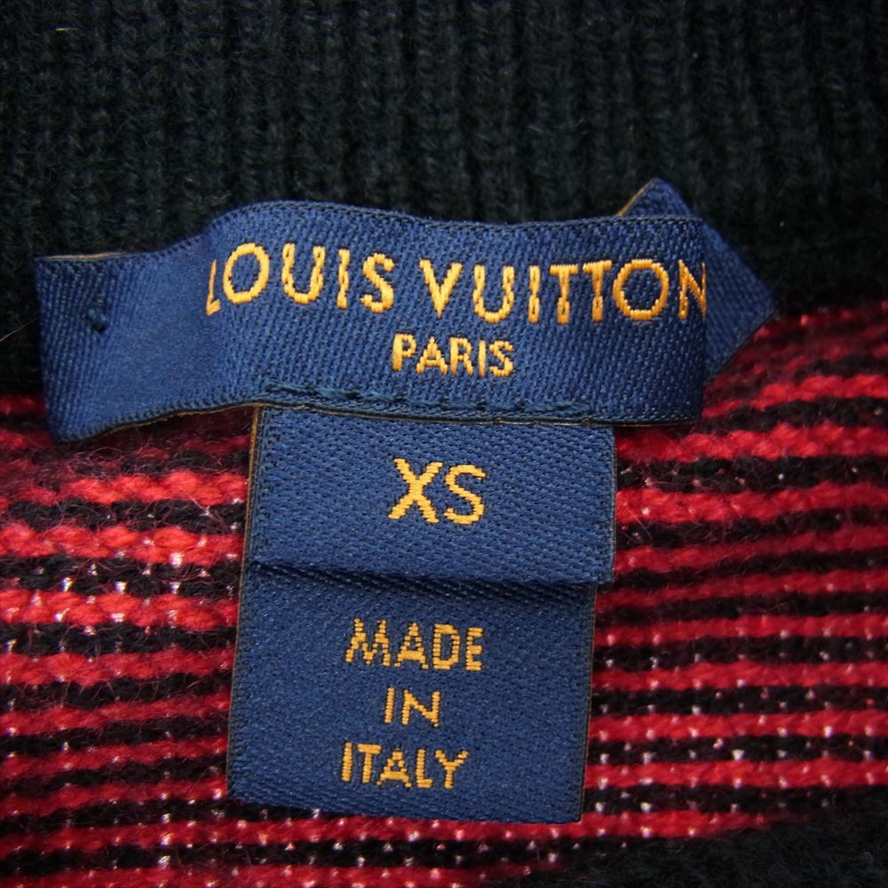 LOUIS VUITTON ルイ・ヴィトン カシミヤ ウール ボーダー ニット ブラック系 XS【中古】