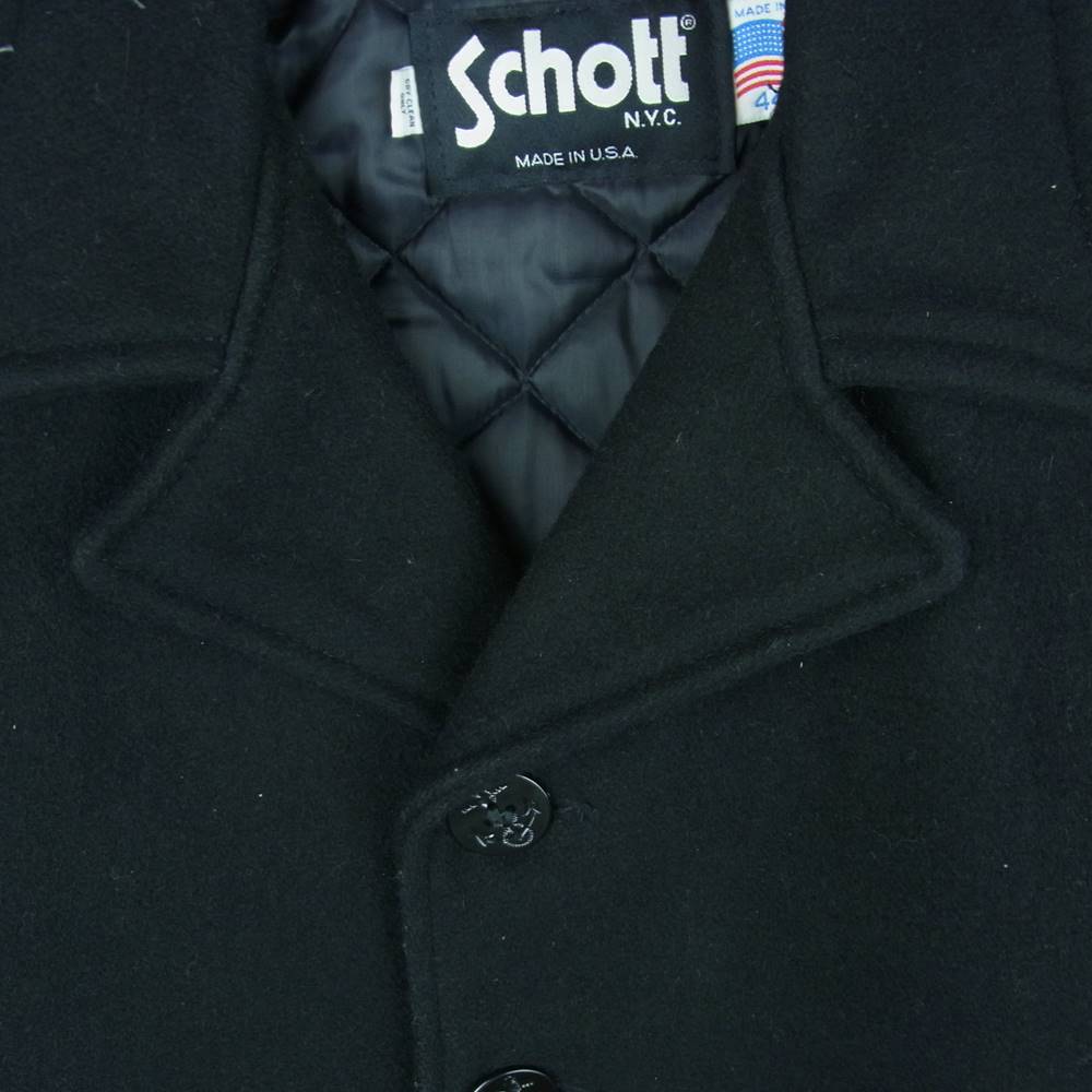 schott ショット ウール Pコート ピーコート アメリカ製 ブラック系 44【中古】