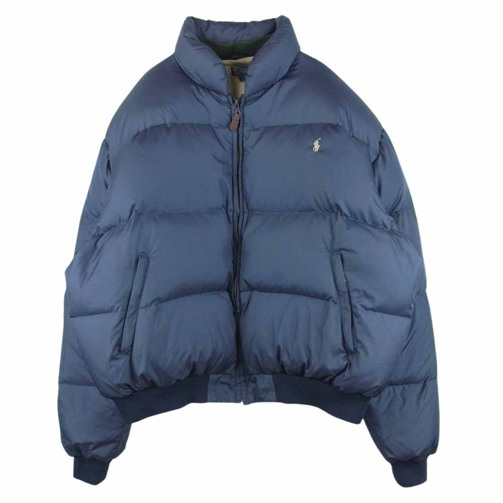 POLO RALPH LAUREN ポロ・ラルフローレン ナイロン ダウン ジャケット USA製 グレイッシュネイビー系 L【中古】