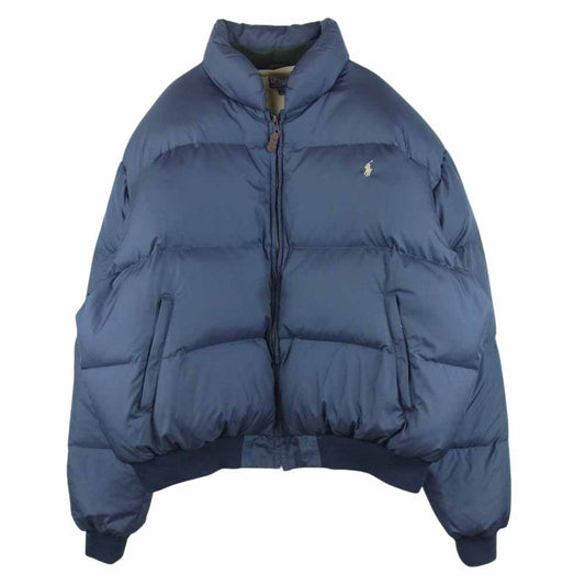 POLO RALPH LAUREN ポロ・ラルフローレン ナイロン ダウン ジャケット USA製 グレイッシュネイビー系 L【中古】