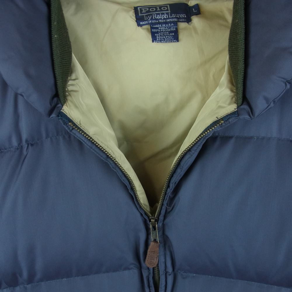 POLO RALPH LAUREN ポロ・ラルフローレン ナイロン ダウン ジャケット USA製 グレイッシュネイビー系 L【中古】
