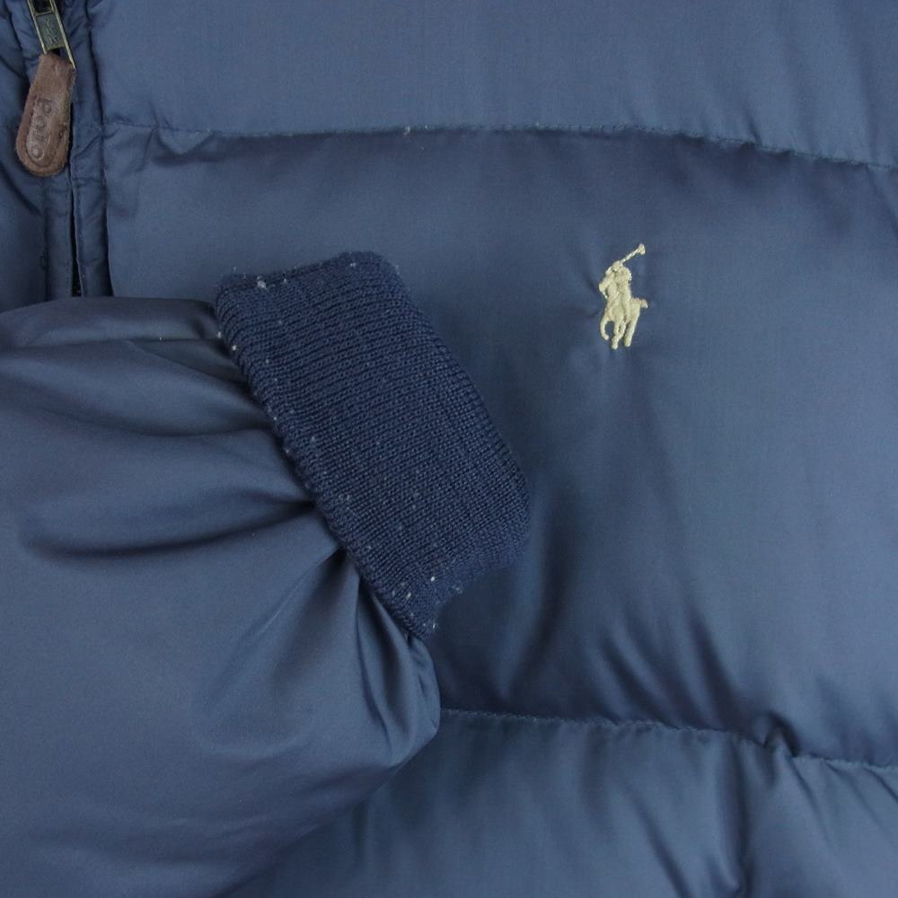 POLO RALPH LAUREN ポロ・ラルフローレン ナイロン ダウン ジャケット USA製 グレイッシュネイビー系 L【中古】