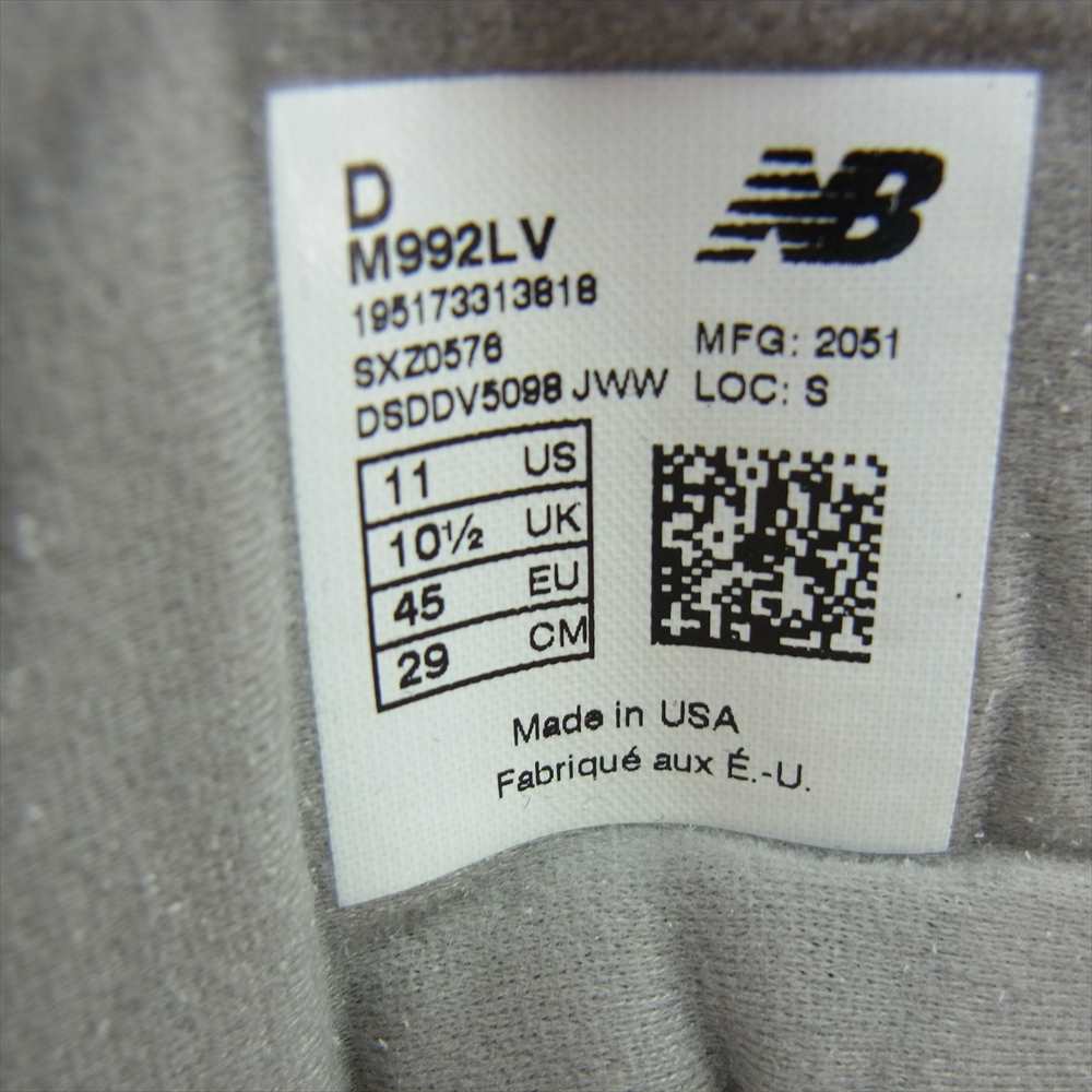 NEW BALANCE ニューバランス M992LV × Levi’s 992 GREY DENIME リーバイス グレイデニム グレー系 29cm D【新古品】【未使用】【中古】