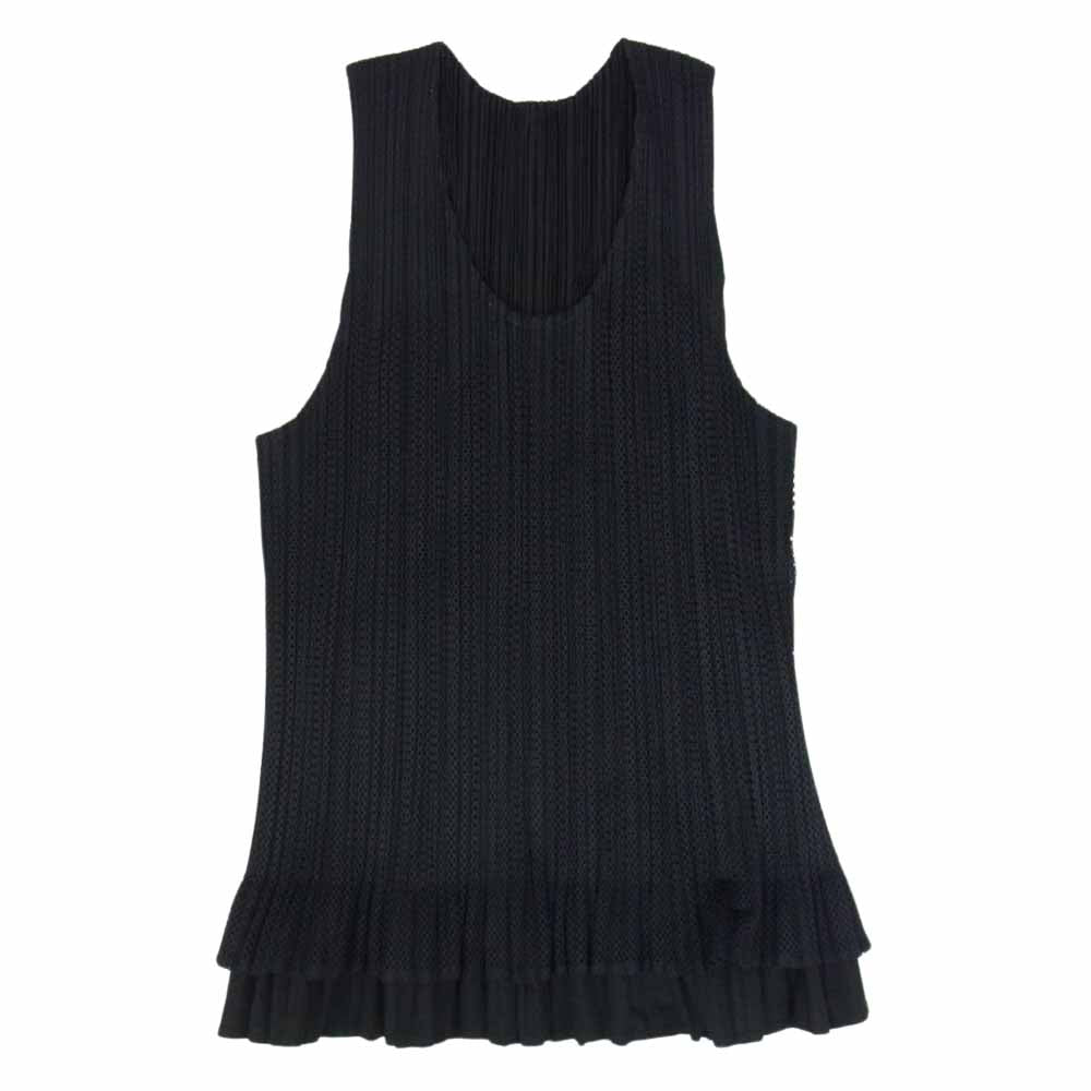 PLEATS PLEASE プリーツプリーズ イッセイミヤケ PP14-JK671 プリーツ加工 メッシュ レイヤード ノースリーブ タンクトップ ブラック系 3【中古】