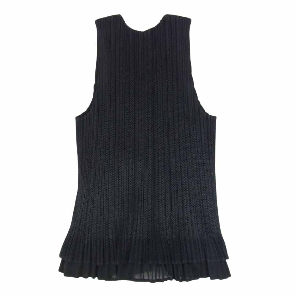PLEATS PLEASE プリーツプリーズ イッセイミヤケ PP14-JK671 プリーツ加工 メッシュ レイヤード ノースリーブ タンクトップ ブラック系 3【中古】