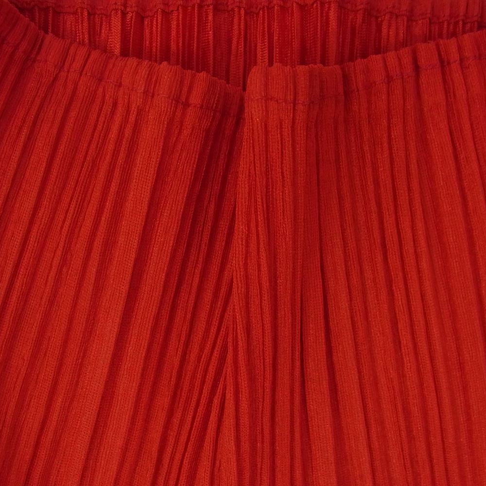 PLEATS PLEASE プリーツプリーズ イッセイミヤケ PP14-JK692 プリーツ加工 ボトルネック トップ 長袖 Tシャツ レッド レッド系 3【中古】