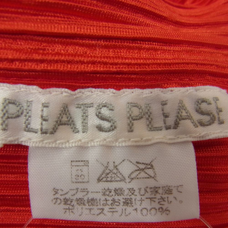 PLEATS PLEASE プリーツプリーズ イッセイミヤケ PP14-JK692 プリーツ加工 ボトルネック トップ 長袖 Tシャツ レッド  レッド系 3【中古】