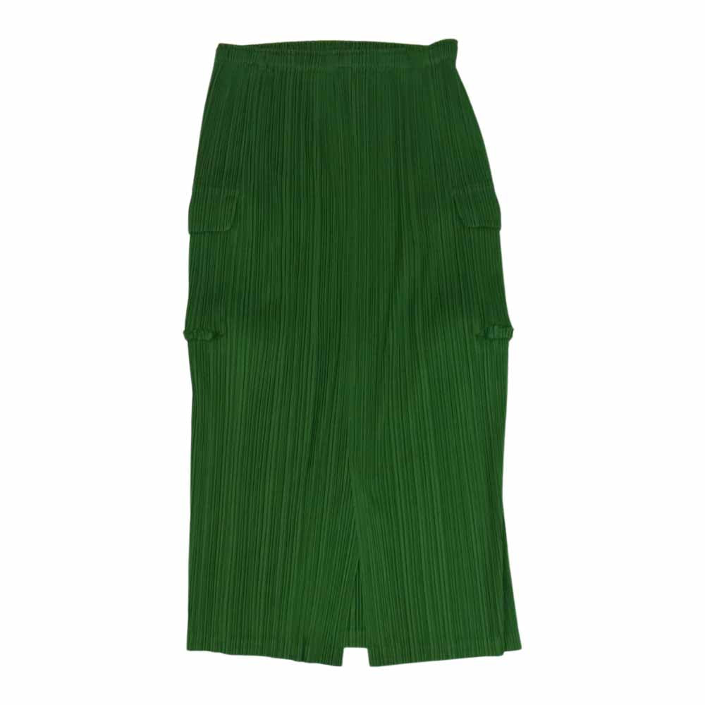 PLEATS PLEASE プリーツプリーズ イッセイミヤケ PP61-JG126 プリーツ加工 両サイドポケット付き カーゴポケット ロング プリーツスカート グリーン グリーン系 2【中古】