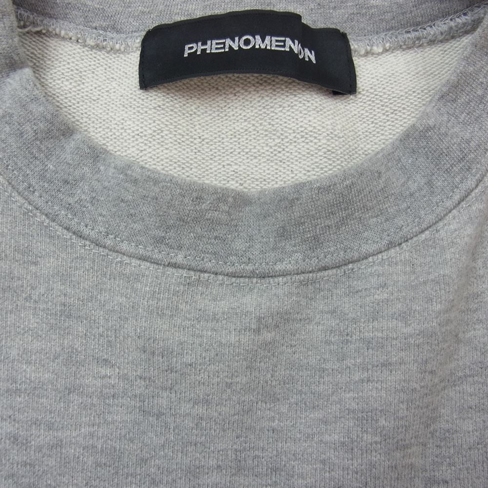 PHENOMENON フェノメノン MHACSJP01 CREWNECK SWEATSHIRT ロゴパッチ クルーネック スウェット グレー系【中古】