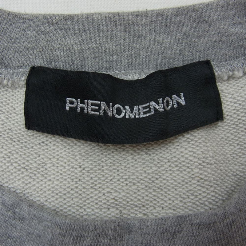 PHENOMENON フェノメノン MHACSJP01 CREWNECK SWEATSHIRT ロゴパッチ クルーネック スウェット グレー系【中古】