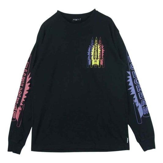 ICE CREAM アイスクリーム 401-9304 21SS BBC billionaire boys club ビリオネアボーイズクラブ CRAYON L/S T-SHIRT クレヨン プリント ロンT 長袖 Tシャツ ブラック系 L【中古】