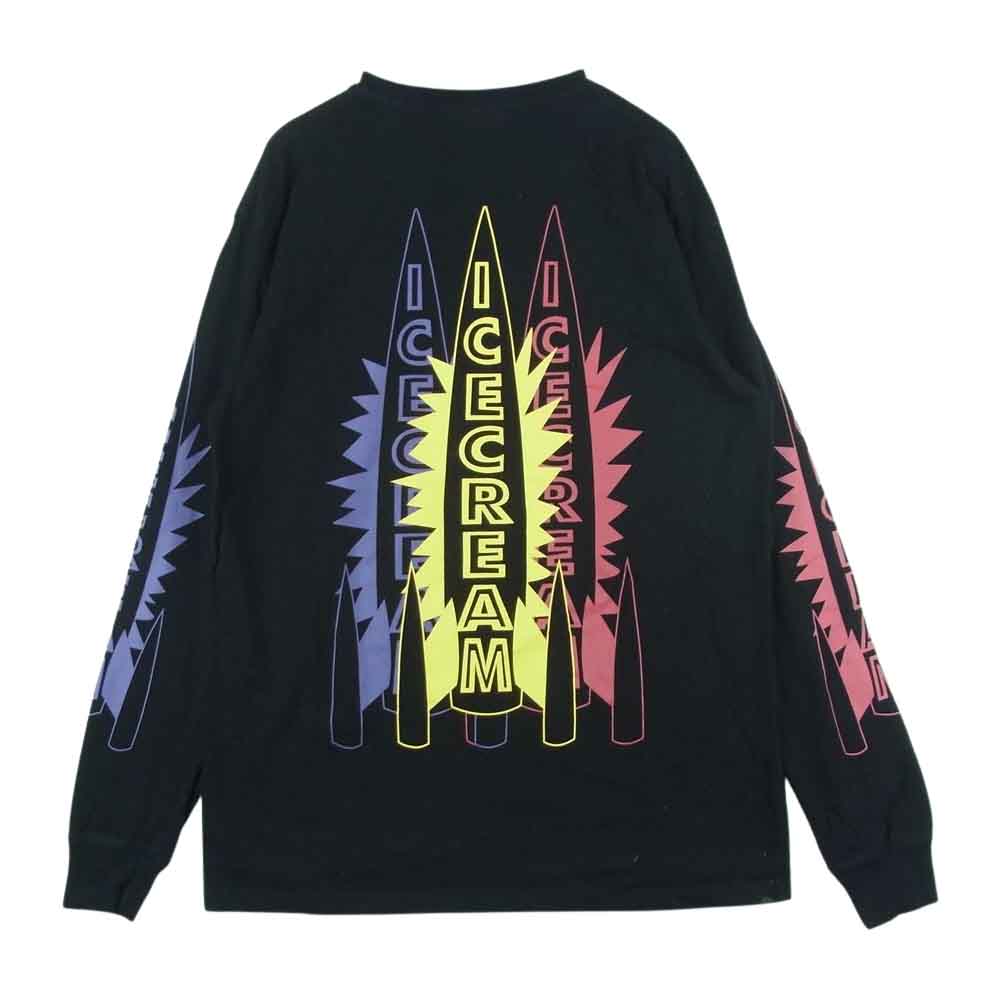 ICE CREAM アイスクリーム 401-9304 21SS BBC billionaire boys club ビリオネアボーイズクラブ CRAYON L/S T-SHIRT クレヨン プリント ロンT 長袖 Tシャツ ブラック系 L【中古】