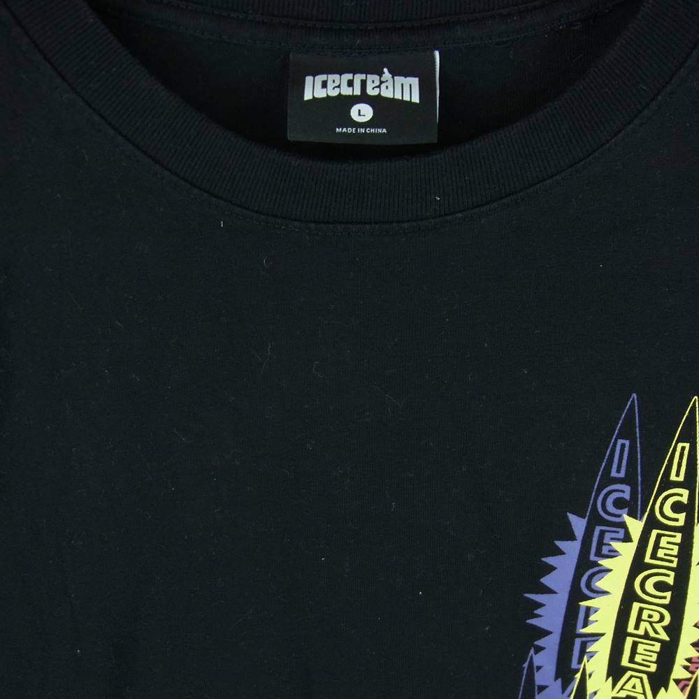 ICE CREAM アイスクリーム 401-9304 21SS BBC billionaire boys club ビリオネアボーイズクラブ CRAYON L/S T-SHIRT クレヨン プリント ロンT 長袖 Tシャツ ブラック系 L【中古】